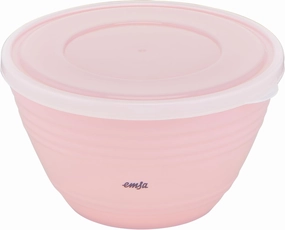 Emsa K32517 Prep&Bake Plastic Mixing Bowl 1.7 L | with Preserving Lid for Fridge Storage | Non-Slip Base | Perfect Stability When Mixing | Dishwasher Safe | Pink