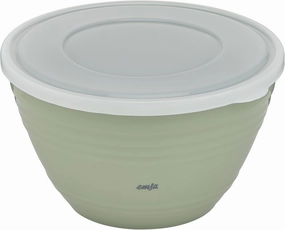 Emsa K32527 Prep&Bake Plastic Mixing Bowl 2.75 L | with Preserving Lid for Fridge Storage | Non-Slip Base | Perfect Stability When Mixing | Dishwasher Safe | Green