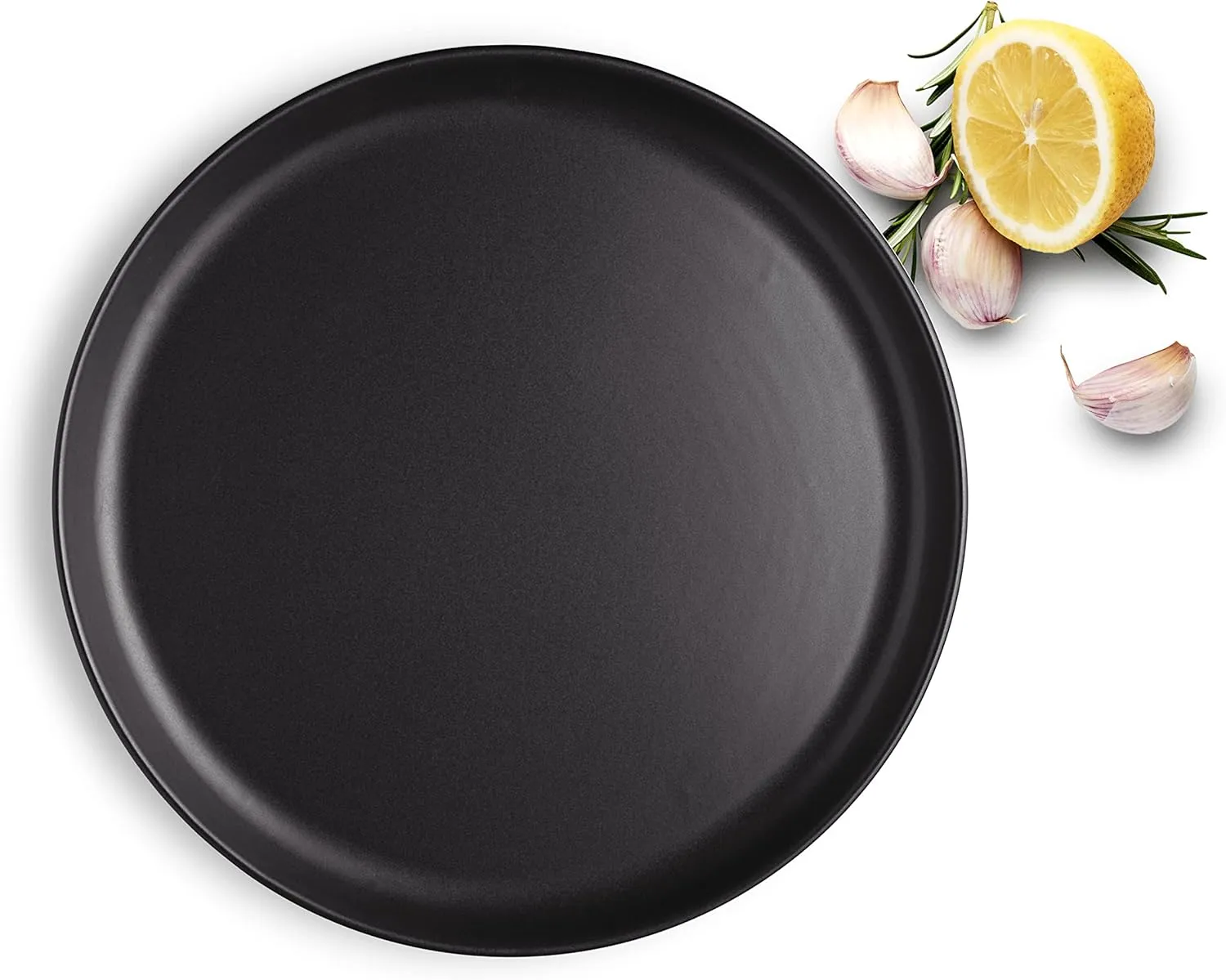 Eva Solo | Nordic Kitchen Plate 10 Inches | Set of 4 | Microwave & Dishwasher Safe | Black Stoneware Suitable for everyday use | Danish Design, Functionality & Quality | Black
