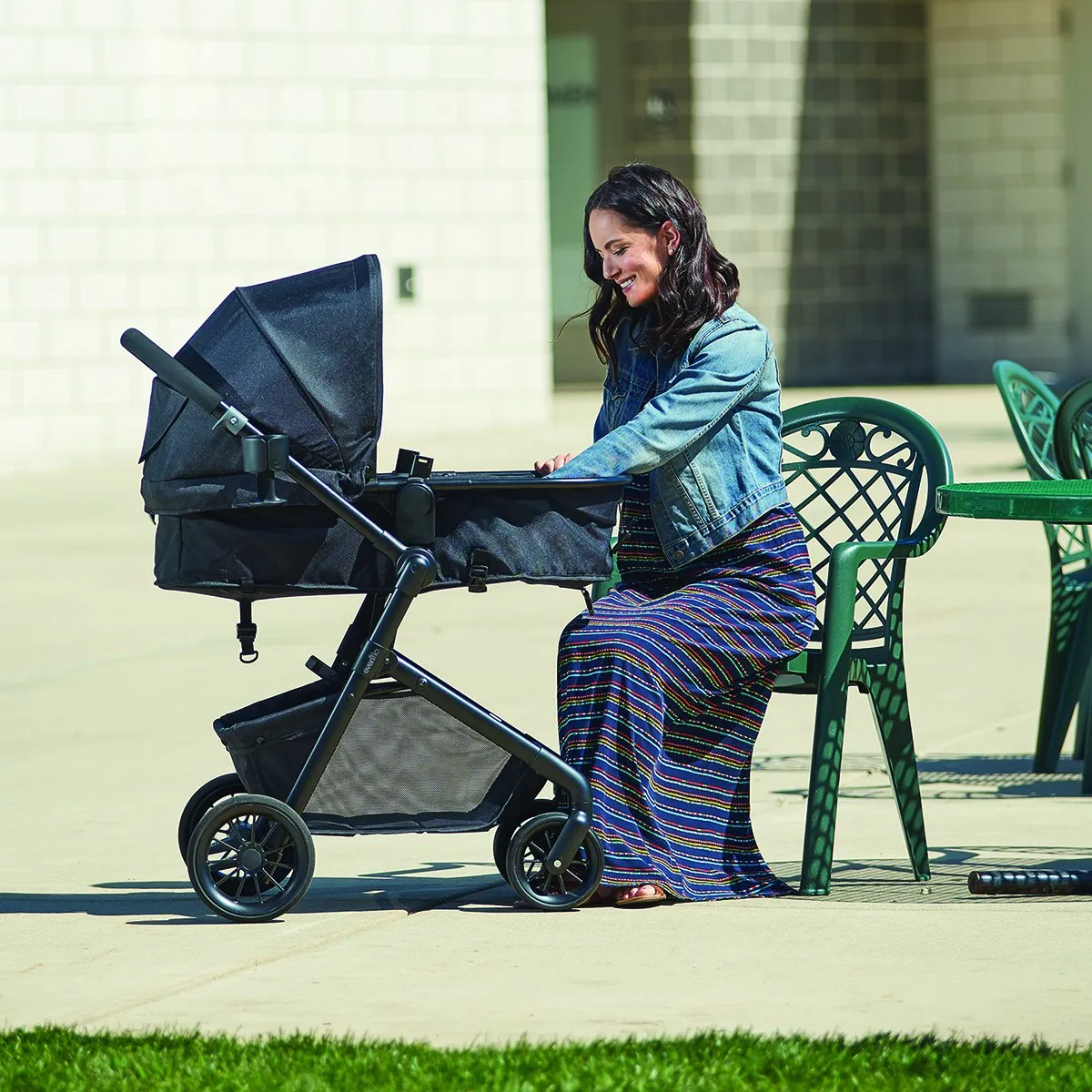 Evenflo Pivot Modular Travel System with LiteMax Infant Car Seat with Anti-Rebound Bar (Desert Tan)