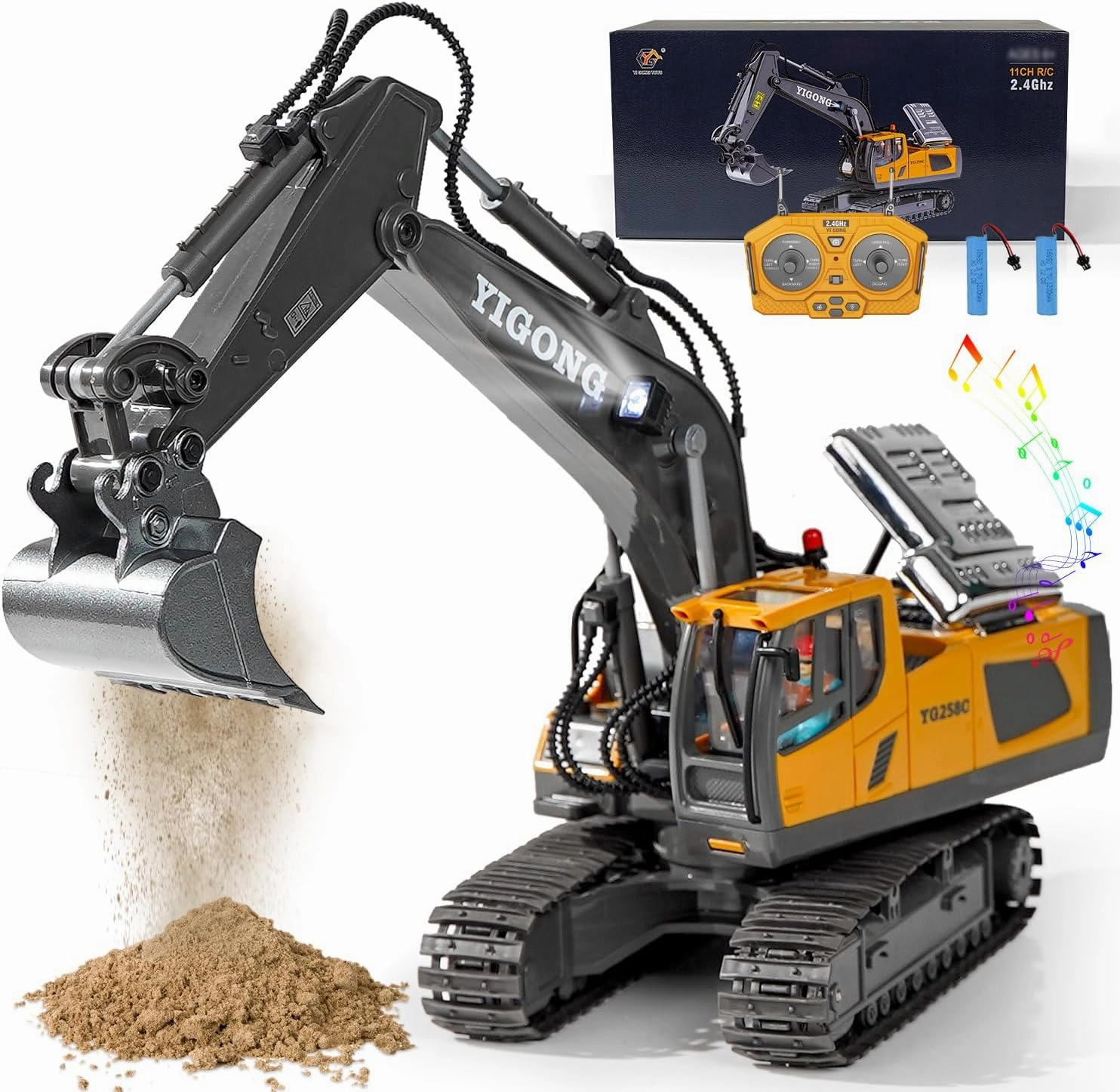 Excavator Toys for Boys 5-7 Year Old Remote Control Digger Construction Toys RC Vehicles Tractor Sandbox Truck for Boys 3-5 Year Old