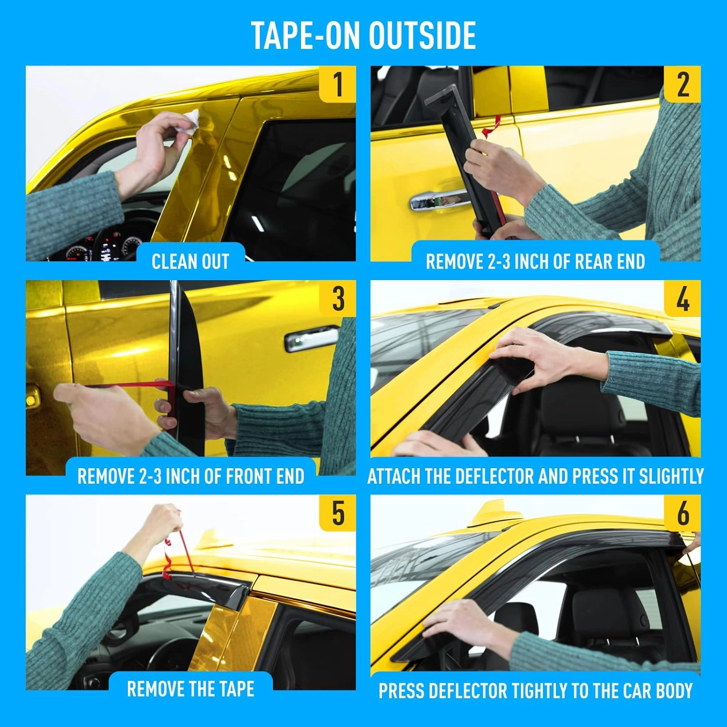 Extra Durable Window Deflectors Tape-On Window Visors Rain Guards Fit for Dodge Durango 2011-2025, Sun Visors, Wind Vent for Shades, Exterior Car Accessories - 4pcs. AG0799