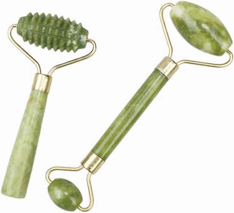 Facial Massage Roller Guasha Board Double Heads Jade Stone Face Lift Body Skin Relaxation Slimming Beauty Neck Thin Lift Tools-C Set