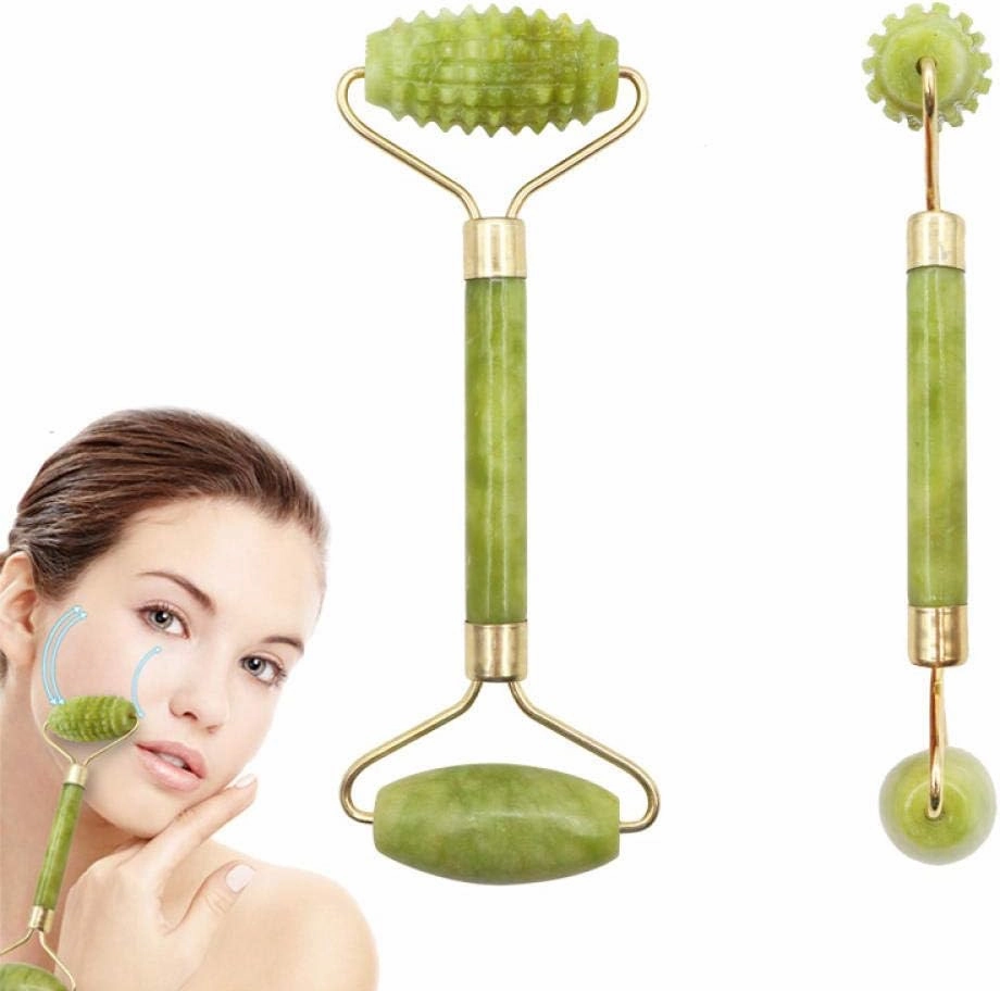 Facial Massage Roller Guasha Board Double Heads Jade Stone Face Lift Body Skin Relaxation Slimming Beauty Neck Thin Lift Tools-C Set