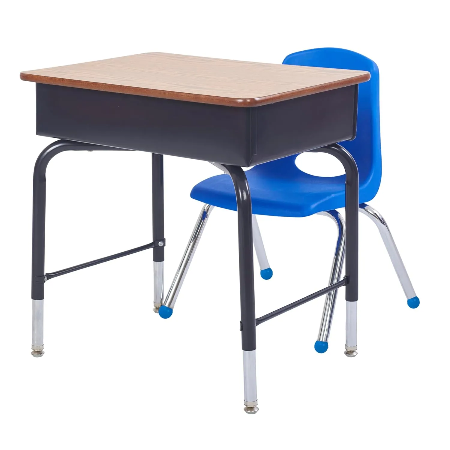 Factory Direct Partners 10359-BL 12" School Stack Chair, Stacking Student Seat with Chromed Steel Legs and Ball Glides for in-Home Learning or Classroom - Blue (6-Pack)