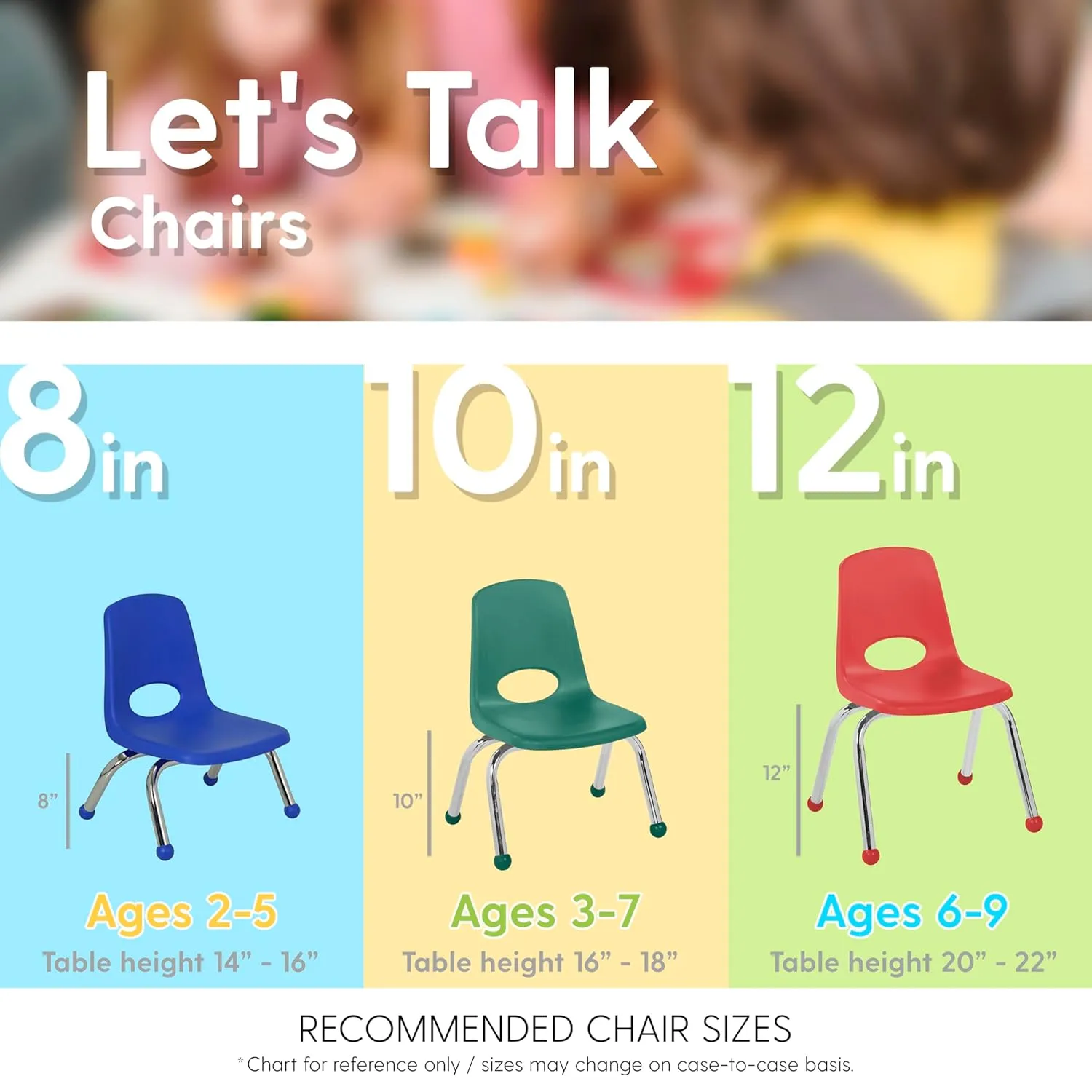 Factory Direct Partners 10359-NV 12" School Stack Chair, Stacking Student Seat with Chromed Steel Legs and Ball Glides for in-Home Learning or Classroom - Navy (6-Pack)