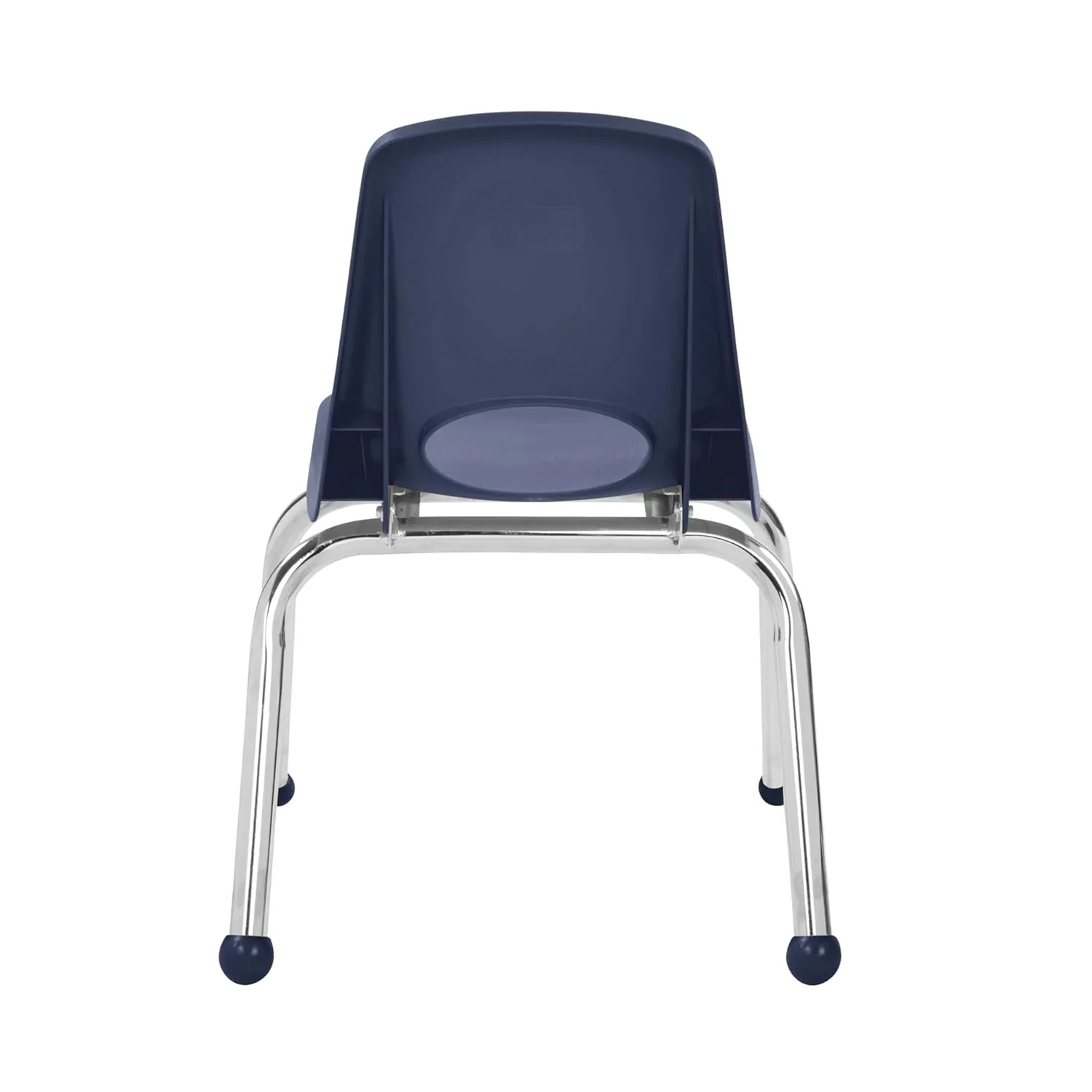 Factory Direct Partners 10359-NV 12" School Stack Chair, Stacking Student Seat with Chromed Steel Legs and Ball Glides for in-Home Learning or Classroom - Navy (6-Pack)
