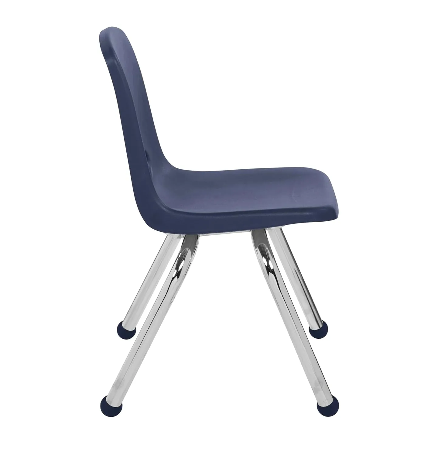 Factory Direct Partners 10359-NV 12" School Stack Chair, Stacking Student Seat with Chromed Steel Legs and Ball Glides for in-Home Learning or Classroom - Navy (6-Pack)