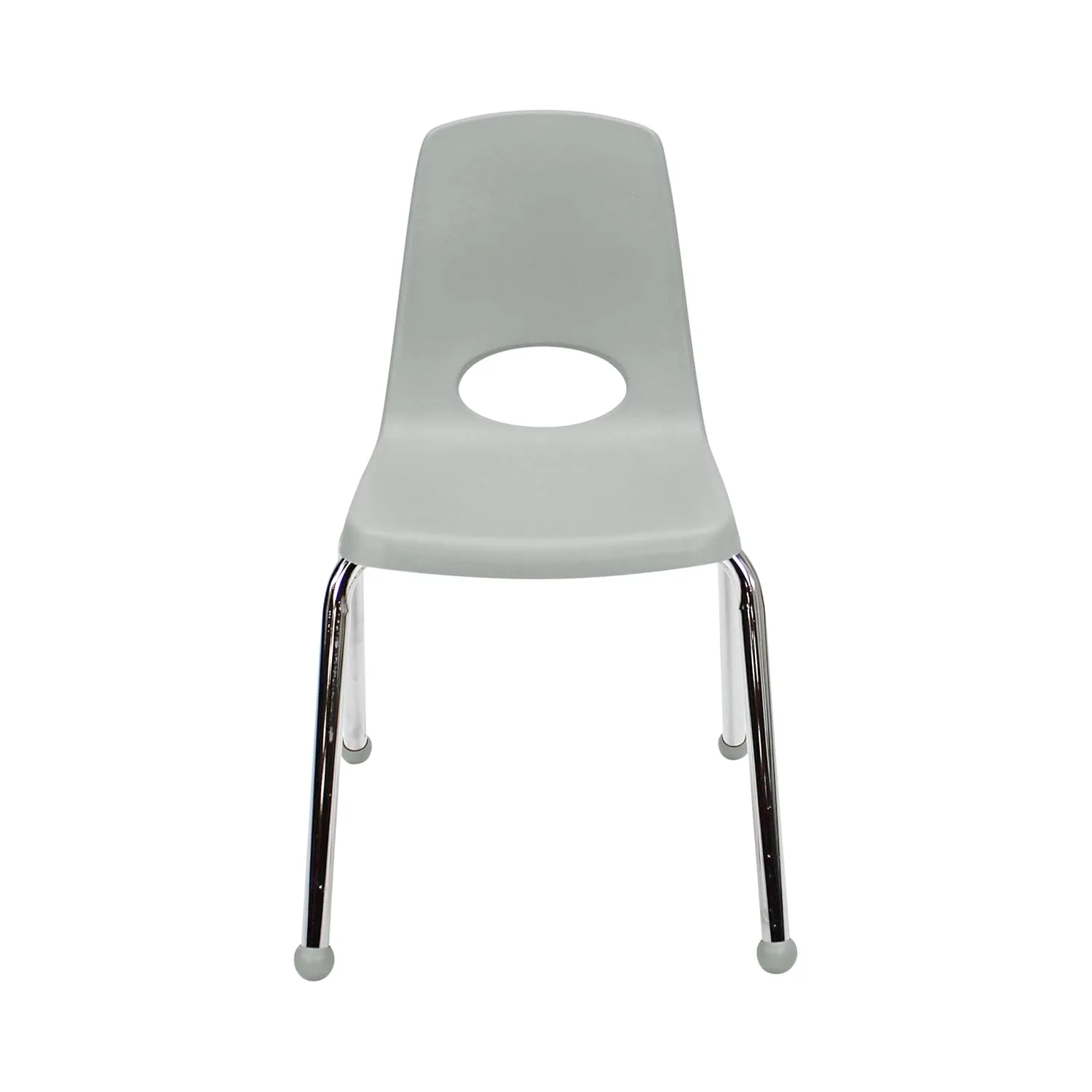 Factory Direct Partners 10382-LG 16" School Stack Chair, Stacking Student Seat with Chromed Steel Legs and Ball Glides for in-Home Learning or Classroom - Light Gray (4-Pack)