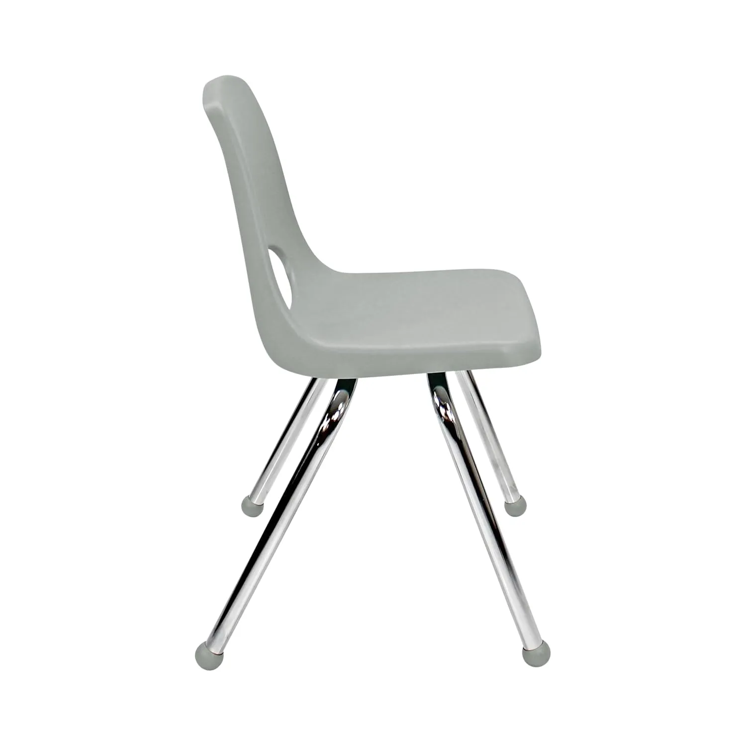 Factory Direct Partners 10382-LG 16" School Stack Chair, Stacking Student Seat with Chromed Steel Legs and Ball Glides for in-Home Learning or Classroom - Light Gray (4-Pack)