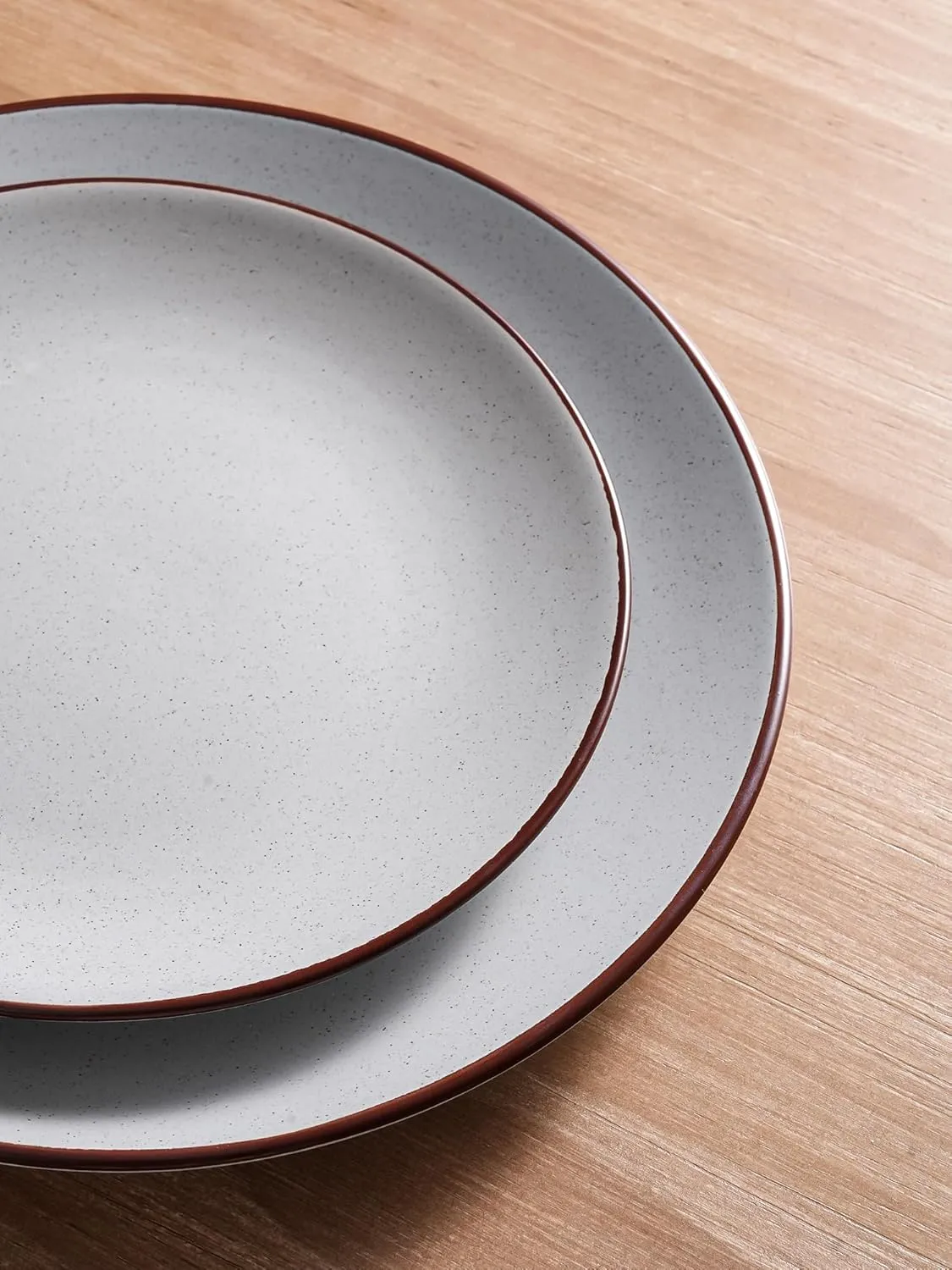 Famiware Venus Ceramic Plates and Bowls Sets, Speckled Dinnerware Dish Sets for 4 (12 Pieces) - Microwave and Dishwasher Safe, Matte Light Grey