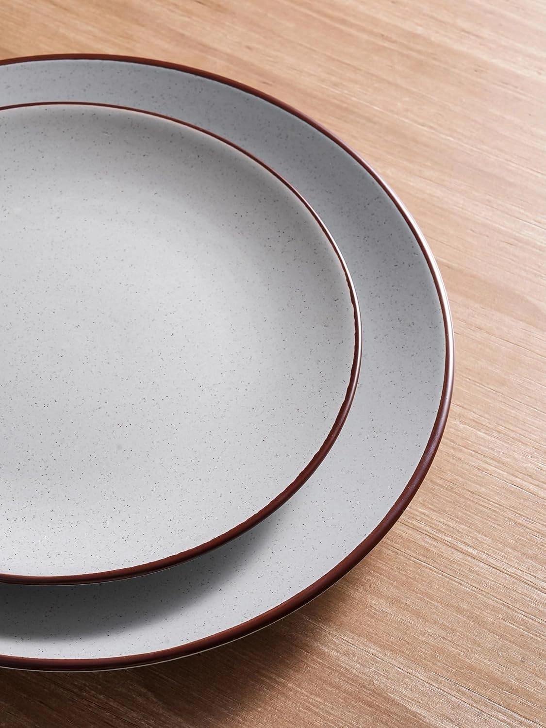 Famiware Venus Ceramic Plates and Bowls Sets, Speckled Dinnerware Dish Sets for 4 (12 Pieces) - Microwave and Dishwasher Safe, Matte Light Grey