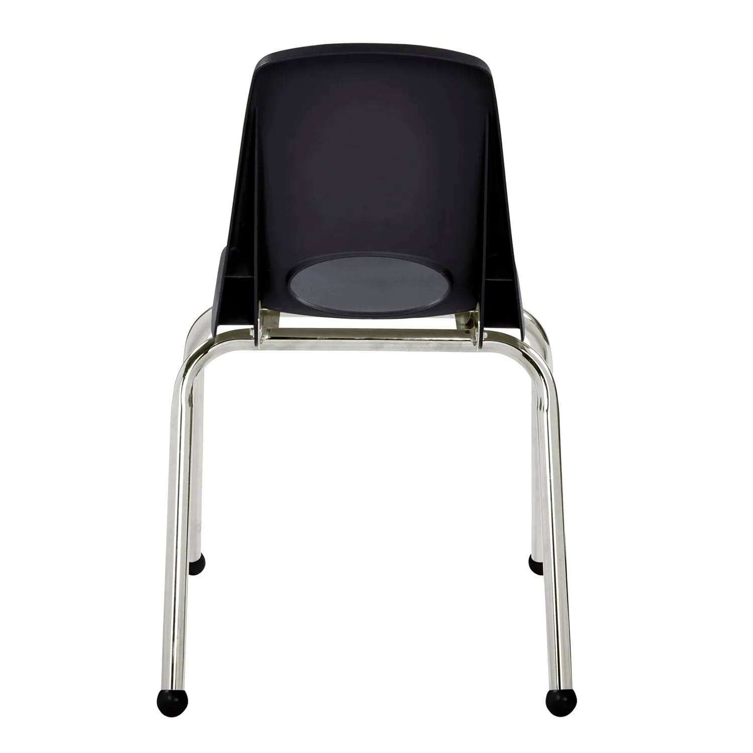 FDP 16" School Stack Chair, Stacking Student Seat with Chromed Steel Legs and Ball Glides; for in-Home Learning or Classroom - Black (4-Pack), 10382-BK