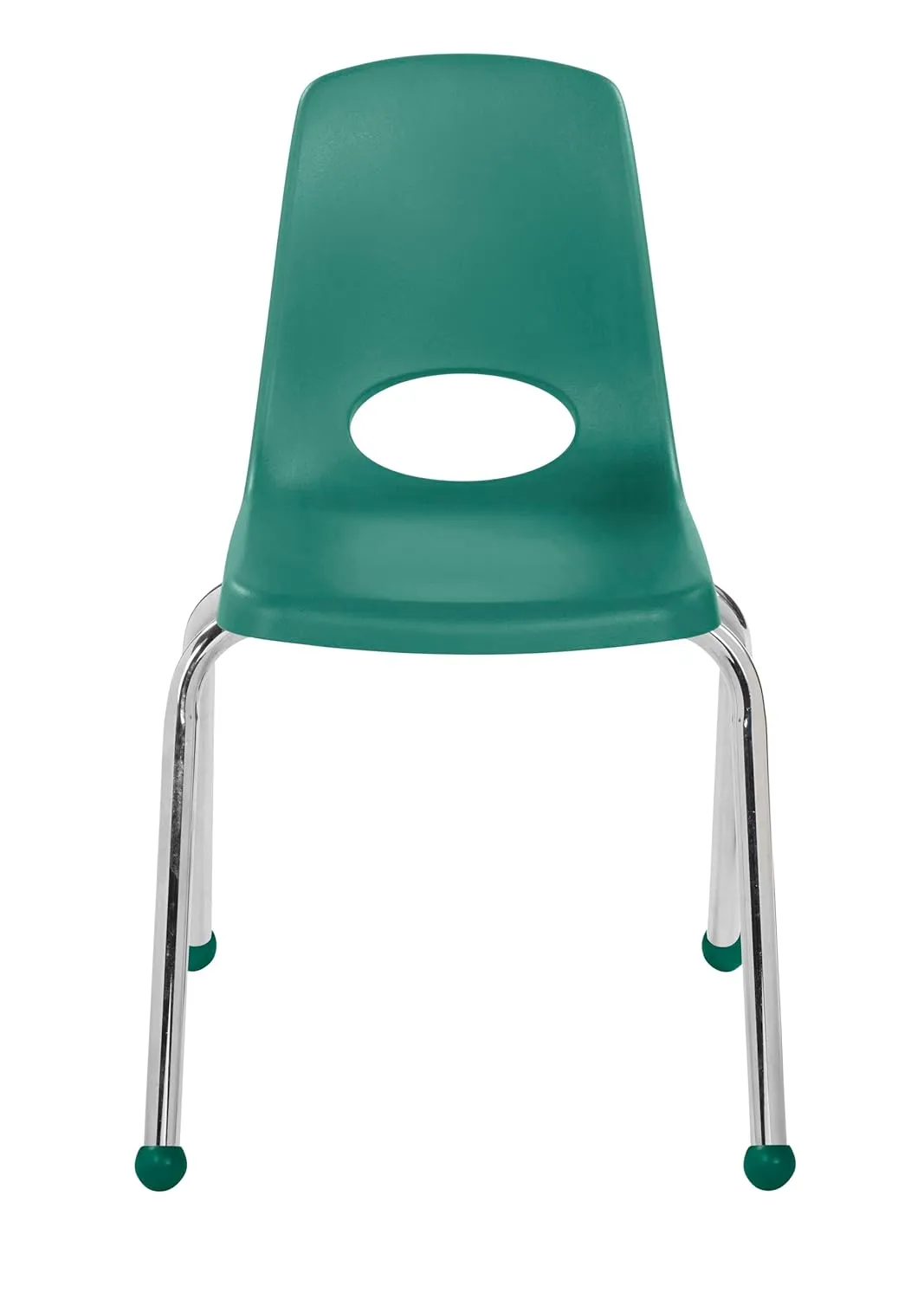 FDP 16" School Stack Chair, Stacking Student Seat with Chromed Steel Legs and Ball Glides; for in-Home Learning or Classroom - Green (4-Pack), 10382-GN