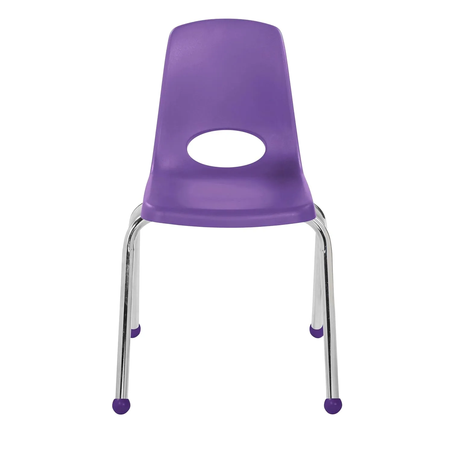FDP 16" School Stack Chair, Stacking Student Seat with Chromed Steel Legs and Ball Glides; for in-Home Learning or Classroom - Purple (4-Pack), 10382-PU