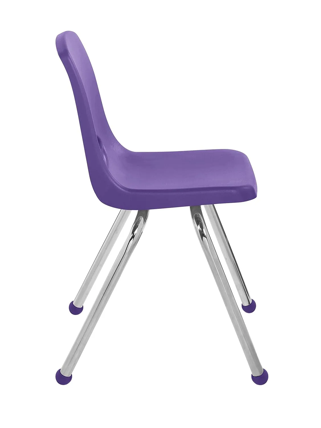 FDP 16" School Stack Chair, Stacking Student Seat with Chromed Steel Legs and Ball Glides; for in-Home Learning or Classroom - Purple (4-Pack), 10382-PU