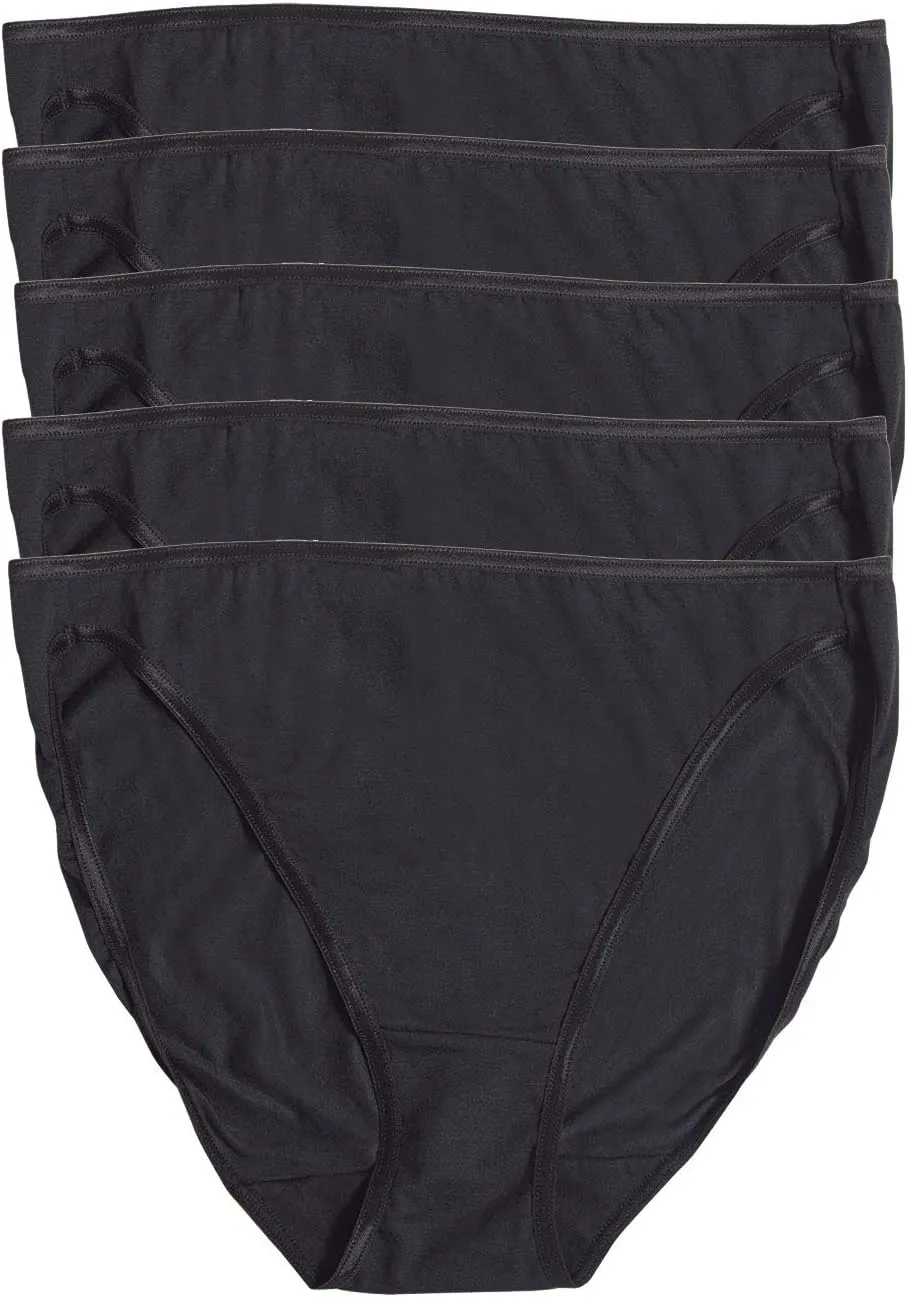 Felina | So Smooth Modal Hi Cut Panty | Hi Leg Opening Panties for Women | 5-Pack Black