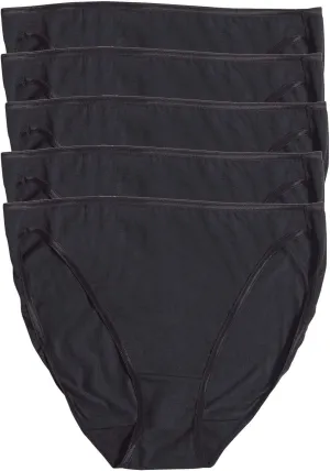 Felina | So Smooth Modal Hi Cut Panty | Hi Leg Opening Panties for Women | 5-Pack Black