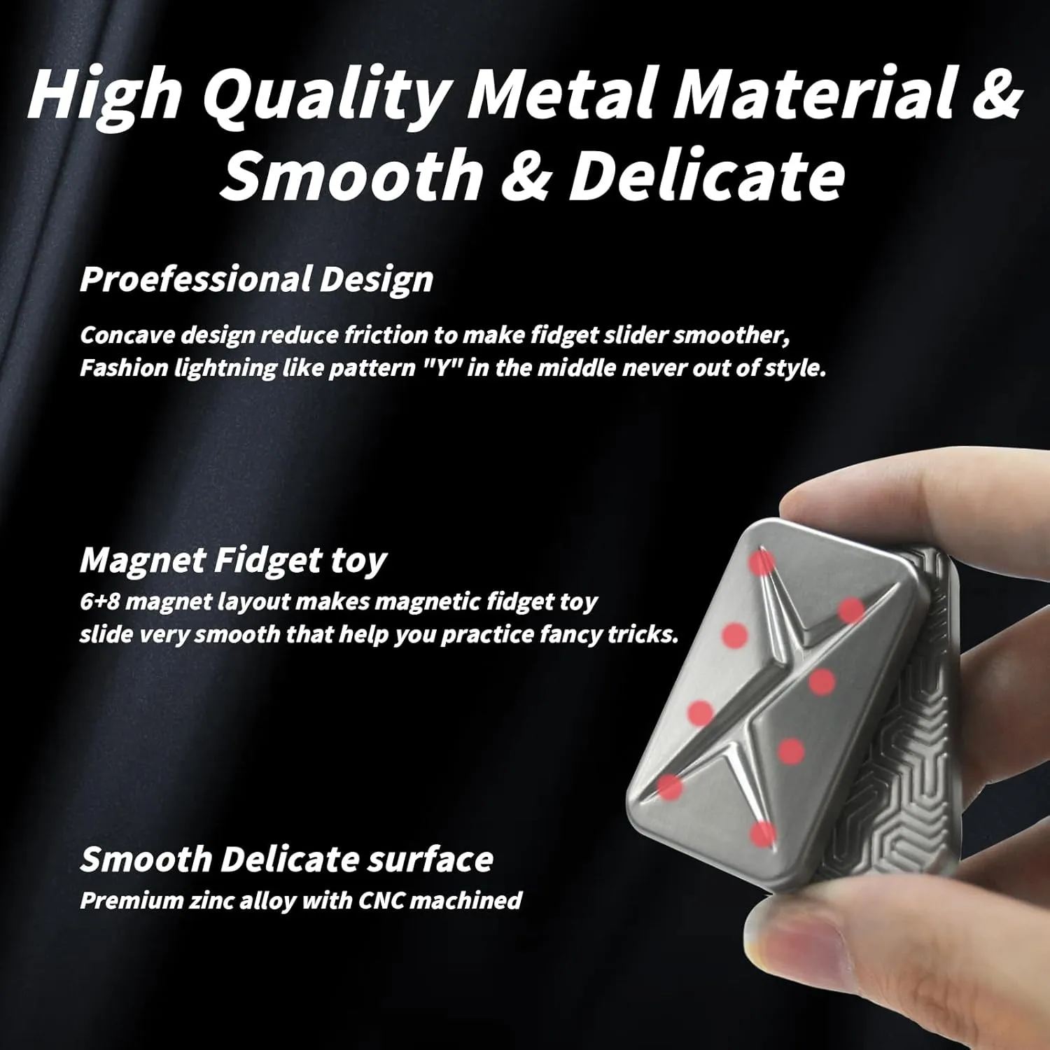 Fidget Toys Adults, Trackless Fidget Slider, Metal Magnetic Haptic Fidget Slider, Fidget Toys for Stress Relief, Cool Office Gadgets, Gift for Dad Teens (Silver)
