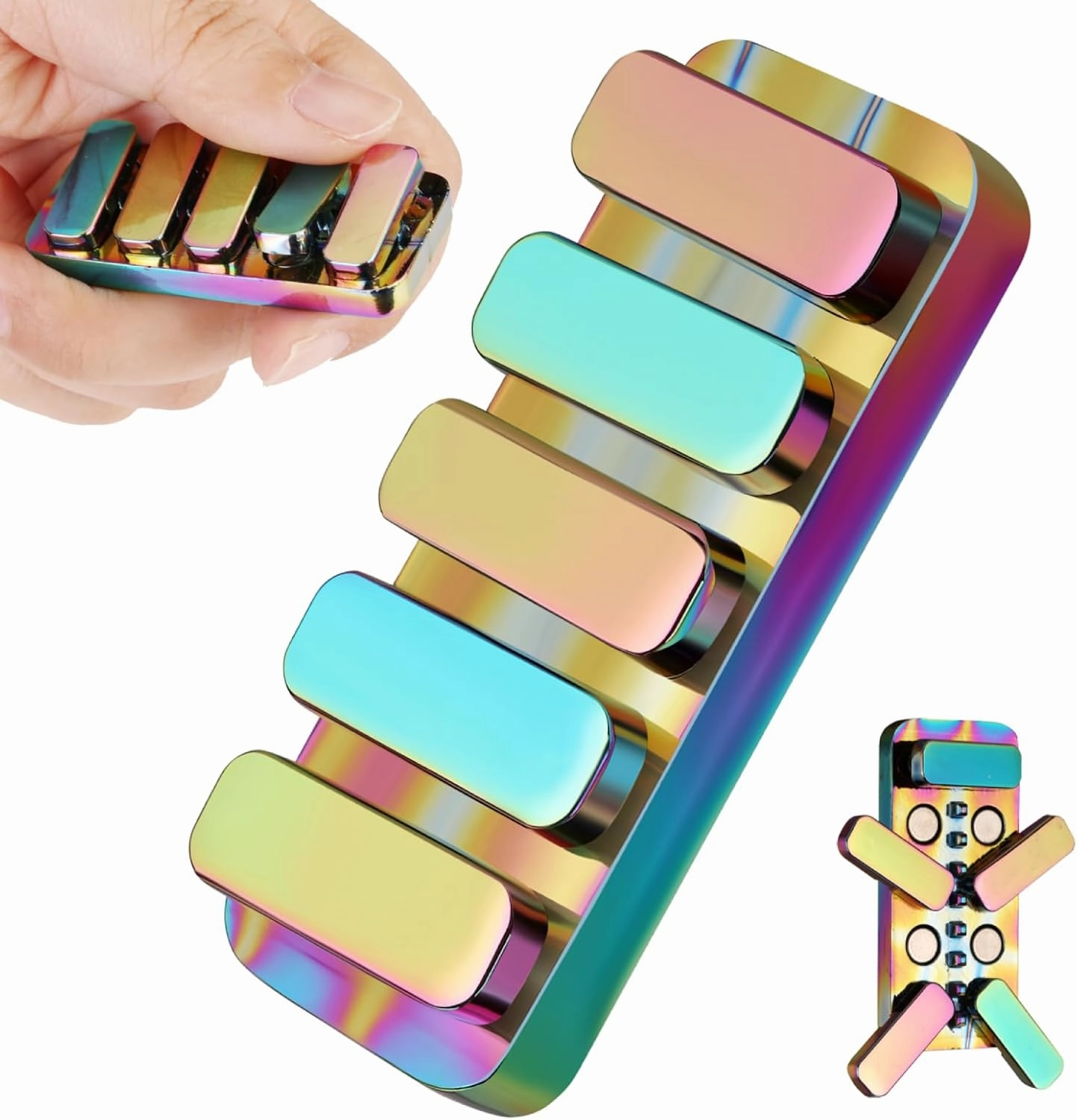 Fidget Toys for Adults, Metal Fidget Slider EDC Magnetic Haptic Fidget Clicker with 3 Noise Levels, Loud-Quieter-Quiet Adults Fidget Toy, Office Class Desk Magnetic Toys, Relief Stress and Anxiety