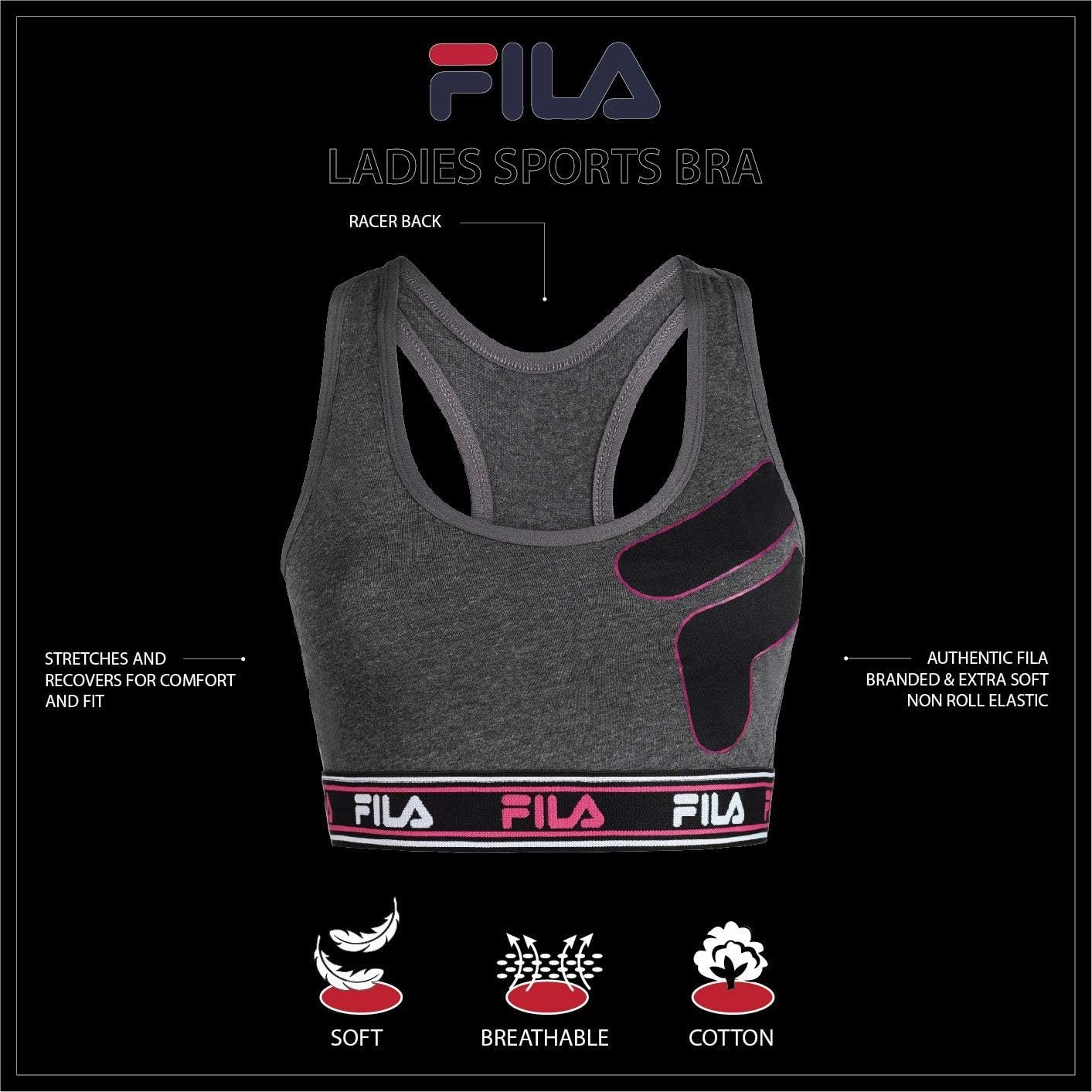 Fila Women's Classic Logo Cotton Racerback Sports Bra