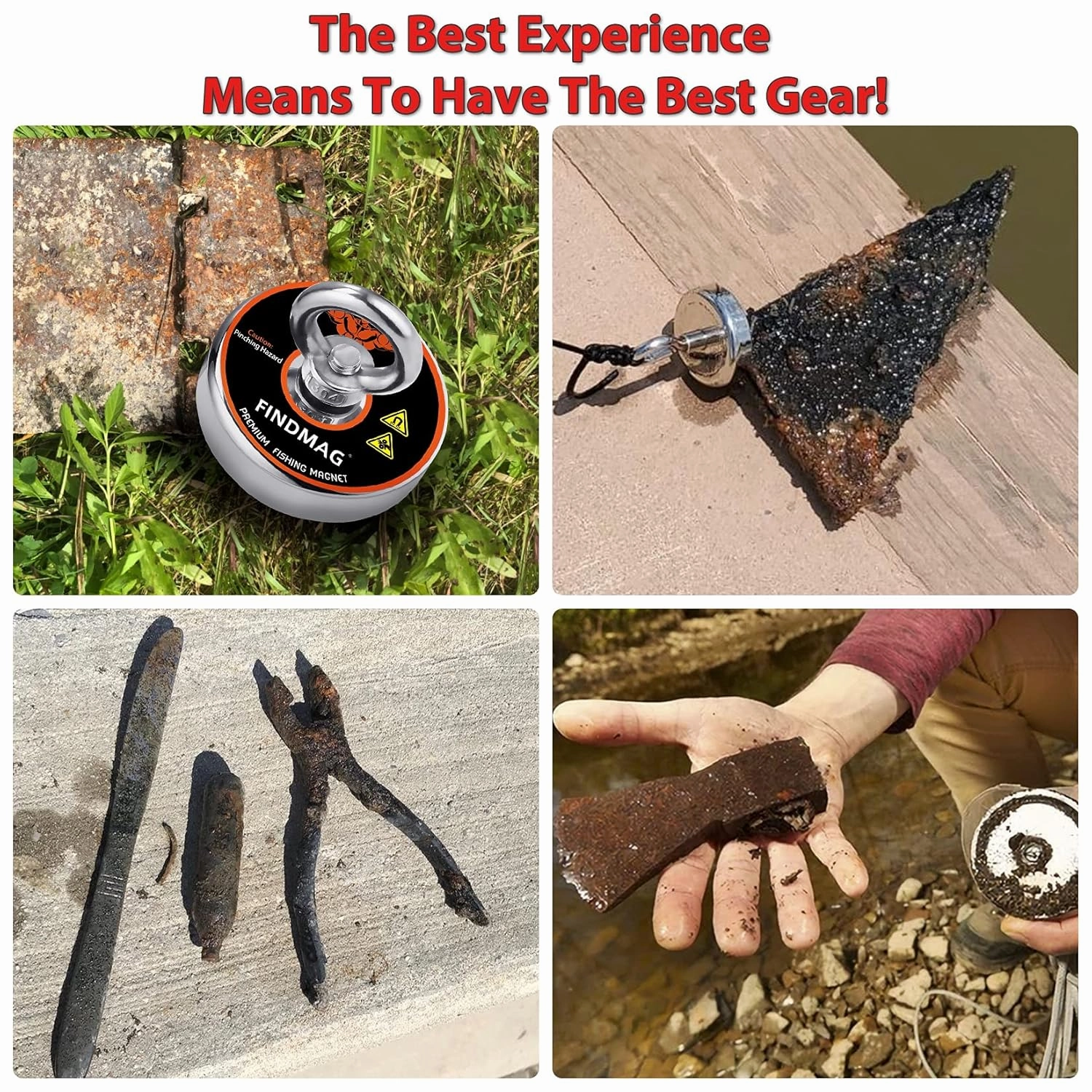 FINDMAG Fishing Magnet Kit 600 LBS Pulling Force, Super Strong Magnet Kit for Magnetic Fishing and Retrieving Items - 2.95inch Diameter