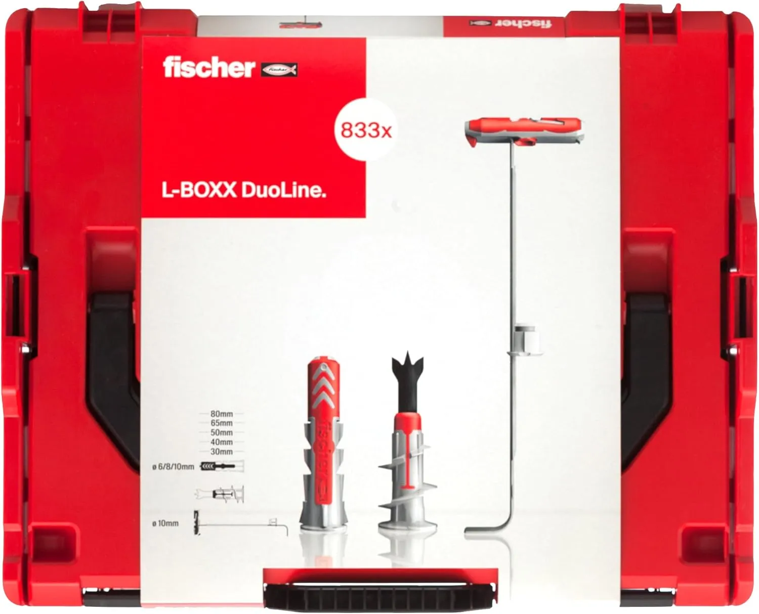 fischer L-BOXX 102 PowerFast II PH DuoLine Assorted Box 833pcs (770x DuoPower, 45x DuoBlade, 18x DuoTec) Standard Fasteners for All Building Materials Safe and Convenient Transport