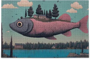 Fish Surreal Lake Jigsaw Puzzle for Adults 500 Pieces, Impossible Challenging Hard Nature Difficult Puzzles for Adults Jigsaw Puzzle for Family Games Party Entertainment