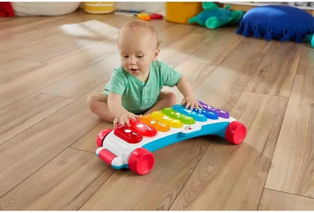 Fisher-Price Baby Learning Toy Giant Light-Up Xylophone, Pull-Along Pretend Musical Instrument for Developmental Play Toddlers Ages 9  Months