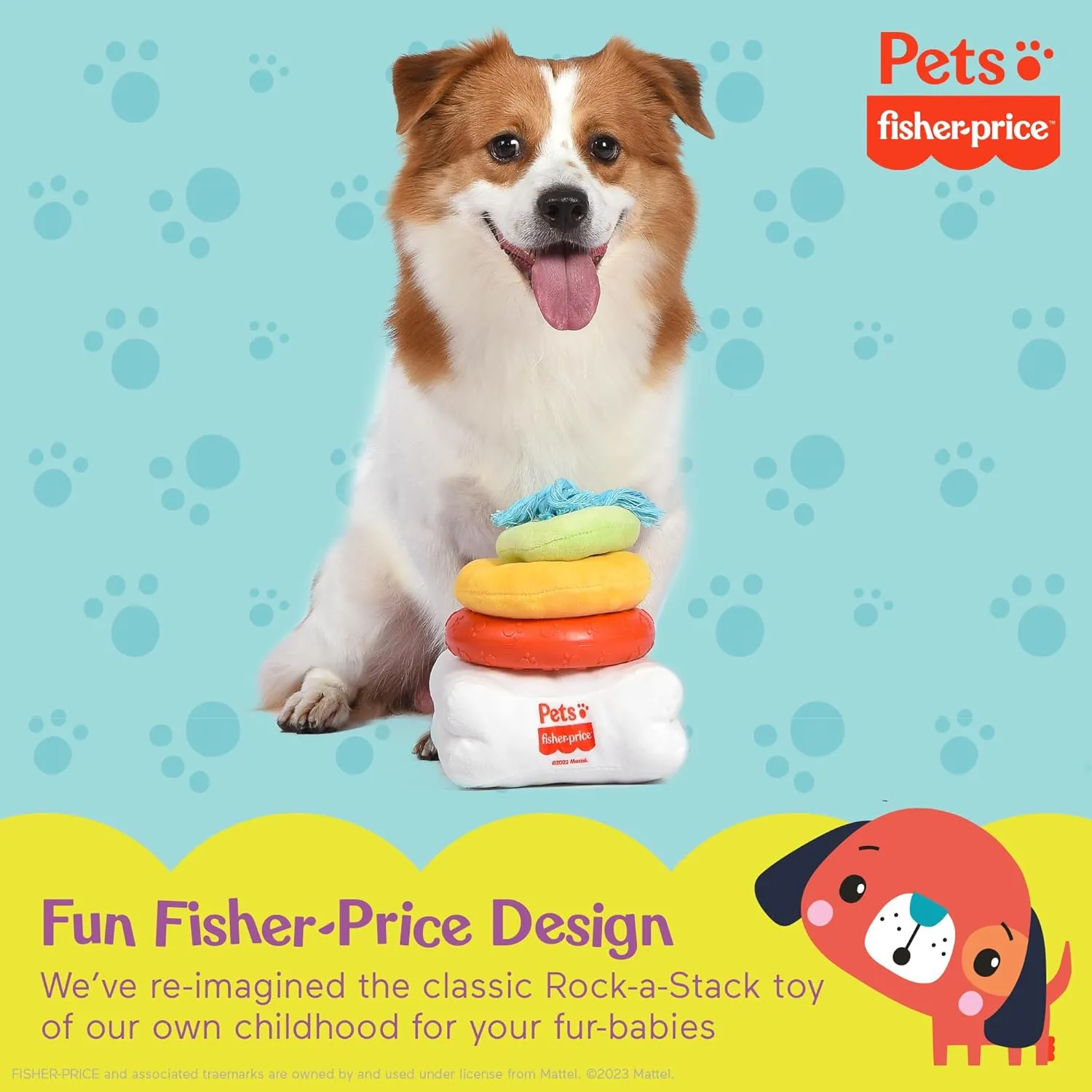 Fisher-Price for Pets Attack-A-Stack Chase & Toss Toy | Ring Stack Toy for Dogs, Multifunctional Toys, Developmental Toys for Dogs and Puppies | Mental Stimulation Toys for Dogs 12 Inch