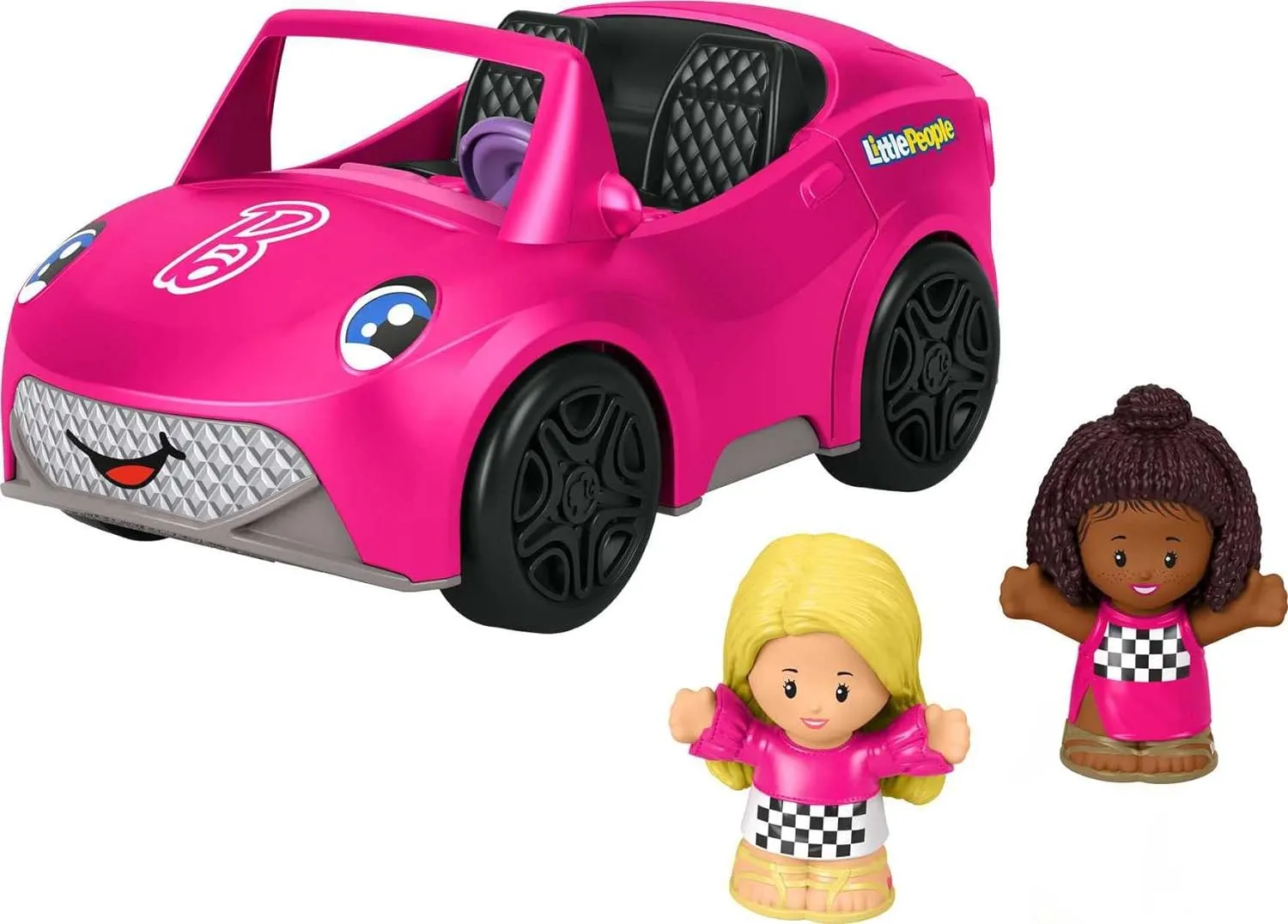 Fisher-Price Little People Barbie Toddler Toy Car Convertible with Music Sounds & 2 Figures for Pretend Play Ages 18  Months