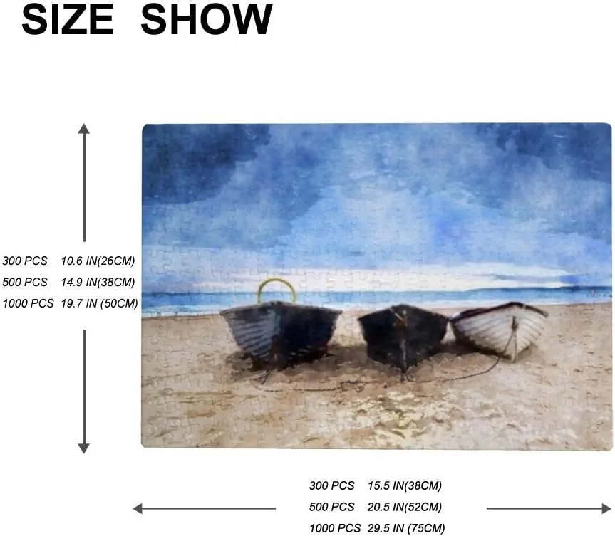 Fishing Boats Under a Sky Jigsaw Puzzles for Kids Adults 500 Pieces, Fun Educational Games Toy Birthday Gift Art Home Decor Finish Size 20.5 x 15 Inches