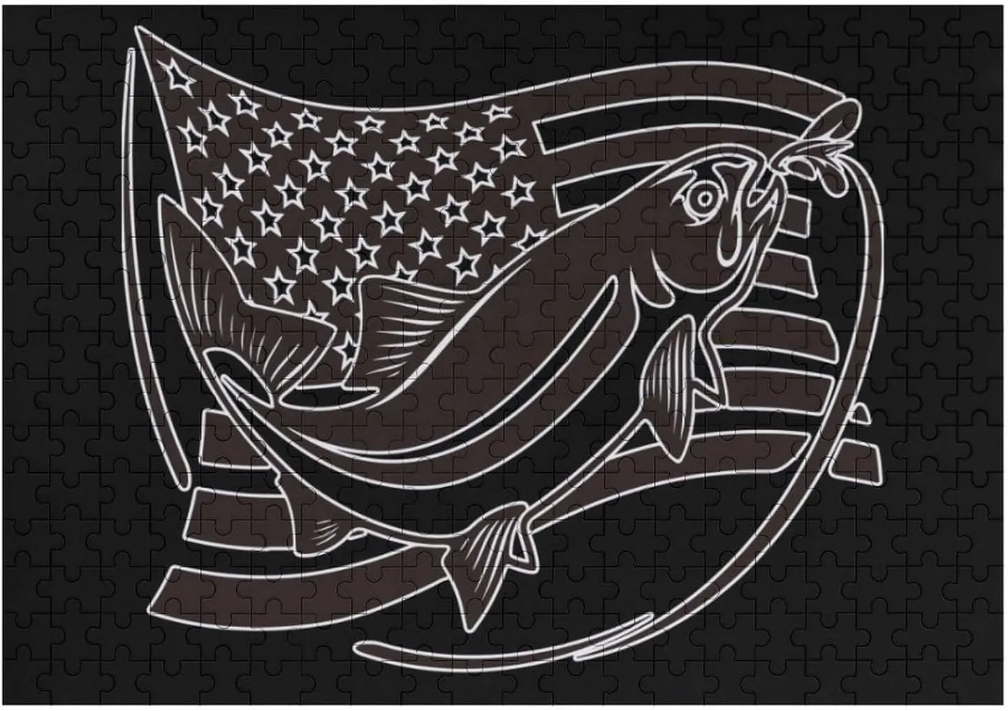 Fishing U.S. Flag Custom Jigsaw Puzzle for Adults Wooden Educational Game Art Home Decor 300 PCS