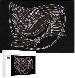 Fishing U.S. Flag Custom Jigsaw Puzzle for Adults Wooden Educational Game Art Home Decor 300 PCS