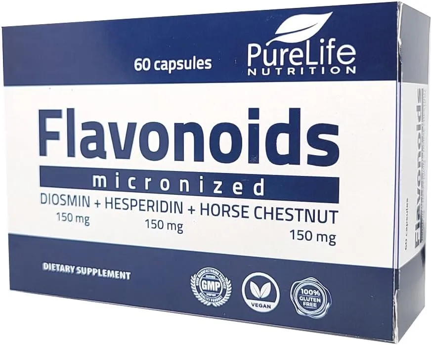 Flavonoids for 60 days Helps to Support Healthy Circulation, Veins, Capillaries, and Lymphatic Drainage- Micronized Diosmin 150mg   Hesperidin 150mg   Horse Chestnut150 mg- GMP Certificate, vegan