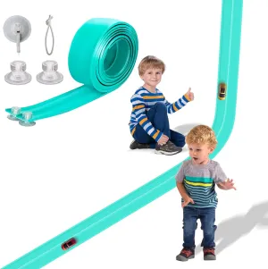 Flex Track 15 Ft Starter Set, Flexible Race Car Ramp Track for Ages 3 & Up with Suction Cups Compatible with Hot Wheels and Diecast 1/64th Cars
