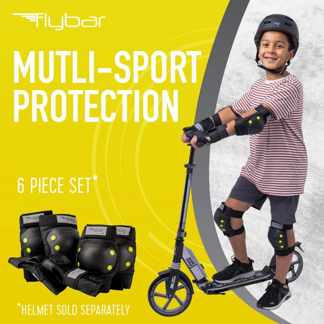 Flybar Knee and Elbow Pads, Wrist Guards Safety Gear-Multi Sport Protection for Skateboard, BMX, Pogo, Inline Skating, Scooter-Kids, Teen, Adult Sizes