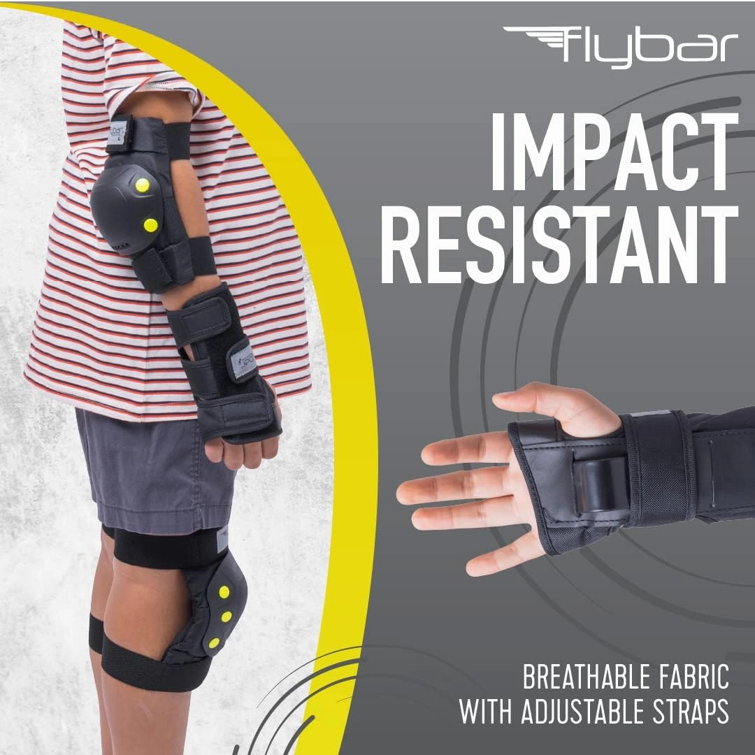 Flybar Knee and Elbow Pads, Wrist Guards Safety Gear-Multi Sport Protection for Skateboard, BMX, Pogo, Inline Skating, Scooter-Kids, Teen, Adult Sizes