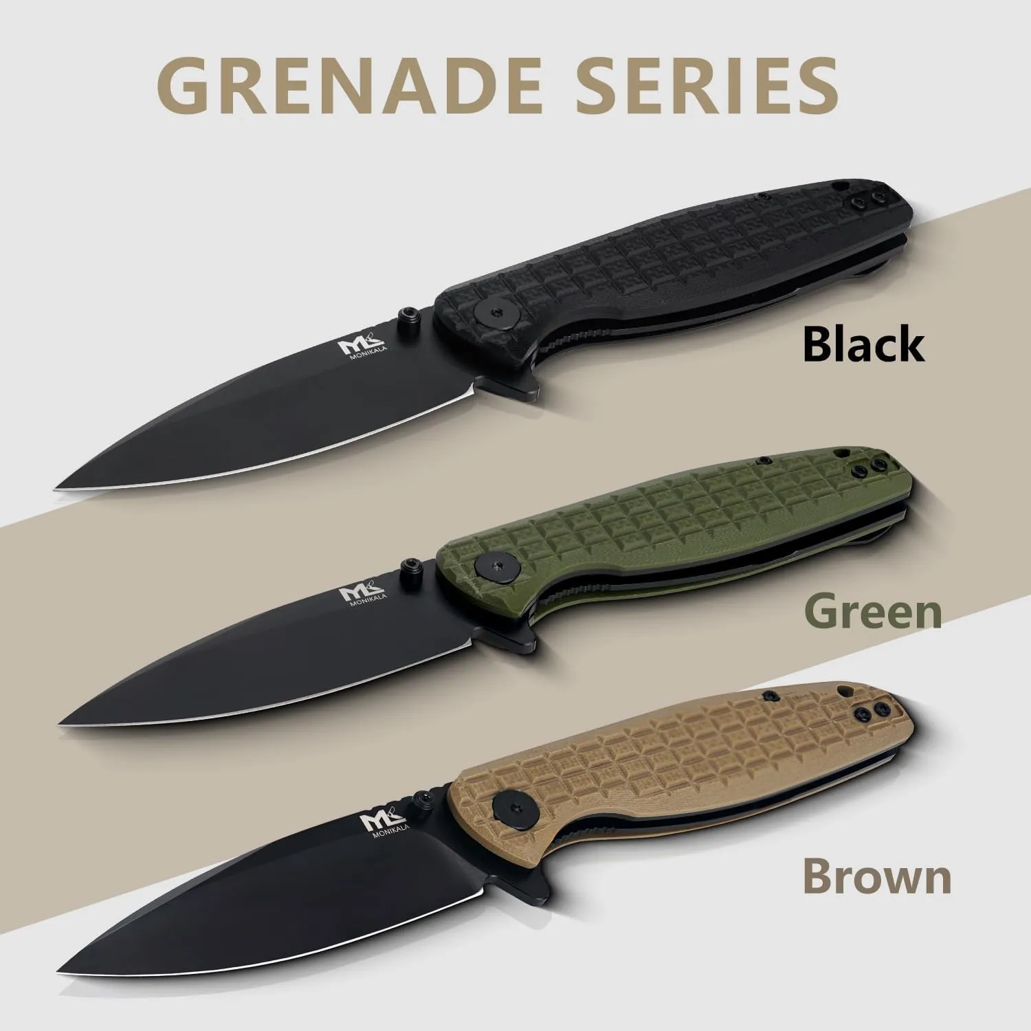 Folding Pocket Knife: 3.5" EDC Knives with G10 handle & D2 Tool Steel for Men Women - Portable Pocket Clip for Camping Hiking Survival Hunting (Brown)