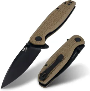 Folding Pocket Knife: 3.5" EDC Knives with G10 handle & D2 Tool Steel for Men Women - Portable Pocket Clip for Camping Hiking Survival Hunting (Brown)