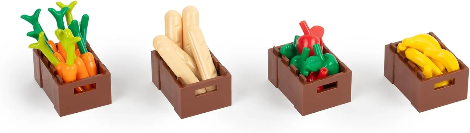 Food Accessories Building Toy 83 Pieces Variety Bulk Classic City Farm Kitchen Garden Friends Animals Drinks Building Bricks for Mini figures - Ideal Food Brick Party Favor for Creative Kids