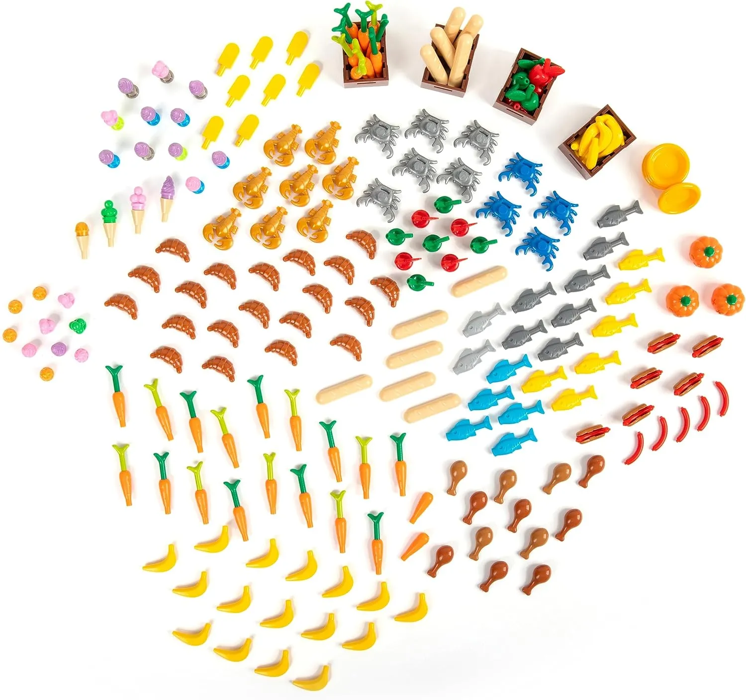 Food Accessories Building Toy 83 Pieces Variety Bulk Classic City Farm Kitchen Garden Friends Animals Drinks Building Bricks for Mini figures - Ideal Food Brick Party Favor for Creative Kids