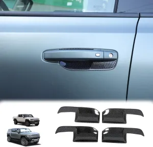 for Hummer EV Accessories Car Door Handle Scratch Protectors ABS Carbon Fiber Car Door Handle Bowl Sticker Handle Cup Paint Guard Cover for Hummer EV Pickup SUV 2024 2025 (Carbon Fiber Style)