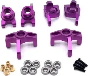 for LC for Racing for Wltoys for 144010 144001 144002 1/14 RC Car Metal Parts Modified Steering Cup C for Seat Rear Wheel Cup RC Upgrade Parts(Purple)