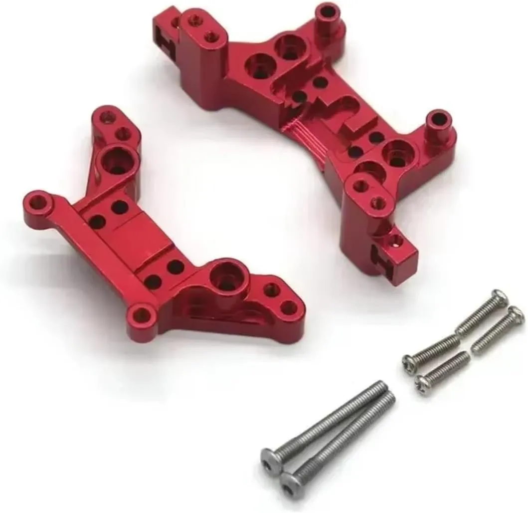 for Mjx H16 16207 16208 16209 16210 1/16 2Pcs Metal Front and Rear Shock Tower RC Car Upgrade Parts Accessories Replacement Use RC Car DIY Parts(Red)