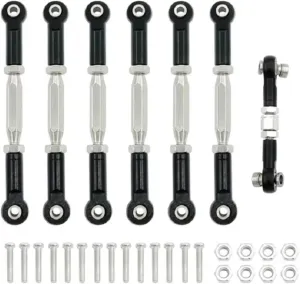 for Traxxas for Slash 4X4 for VXL 2WD 1/10 for Rustler for Stampede for Hoss Metal Turnbuckles Camber Link Rod Linkage Set RC Car Upgrades Parts RC Car DIY Parts(Black)