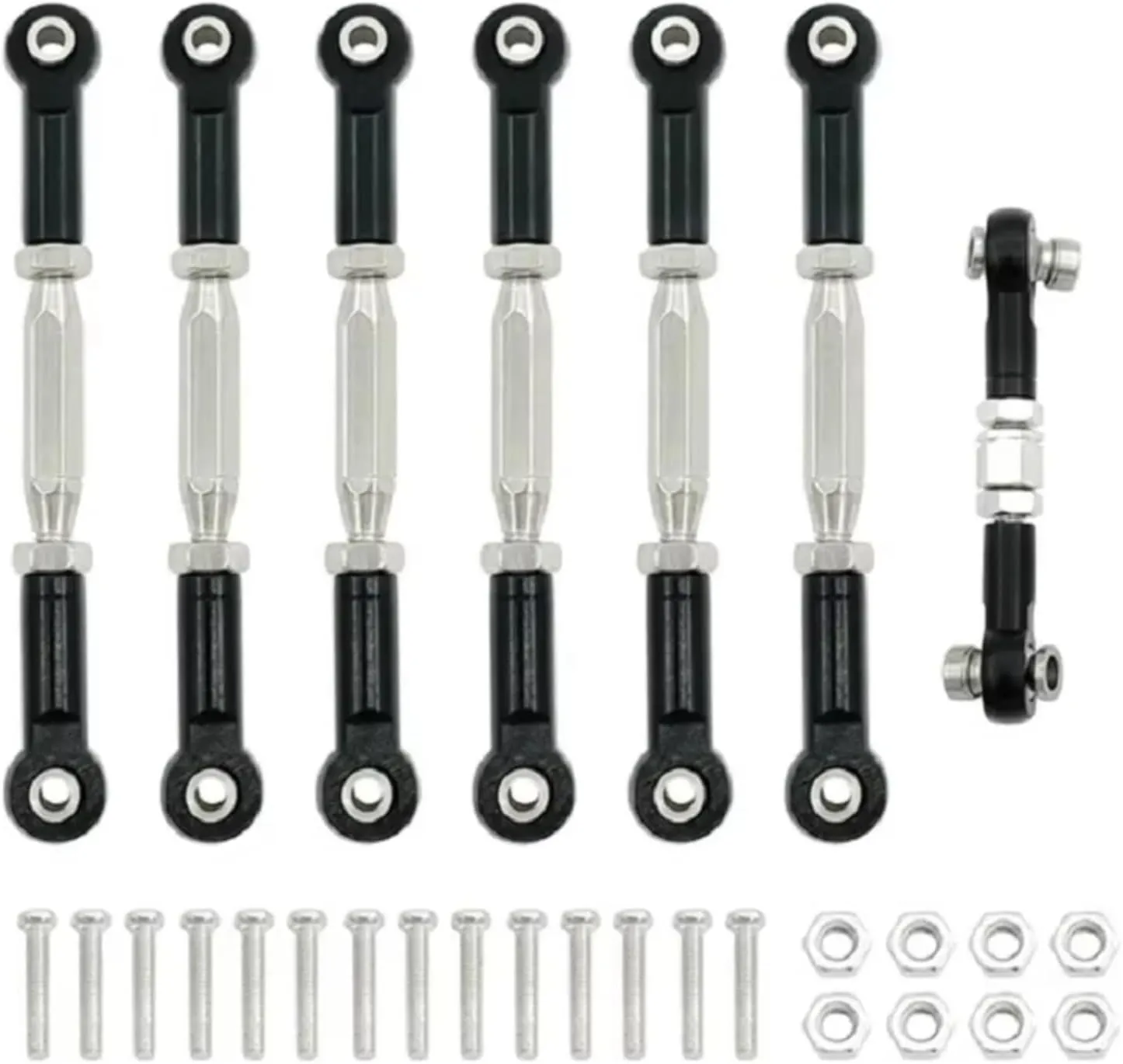 for Traxxas for Slash 4X4 for VXL 2WD 1/10 for Rustler for Stampede for Hoss Metal Turnbuckles Camber Link Rod Linkage Set RC Car Upgrades Parts RC Car DIY Parts(Black)