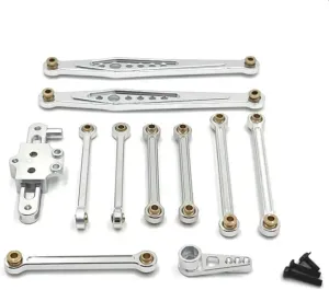 for Wltoys 124006 12423 12427 12428 1/12 Metal Upgrade Parts Kit Steering Assembly Link Rod Servo Arm RC Car Accessories RC Car DIY Parts(Silver)