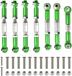 for Wltoys 144001 144002 144010 124007 124016 124017 124019 Metal Front Rear Tie Rod Linkage Servo Link Rod Set RC Car Upgrade Parts RC Car DIY Parts(Green)