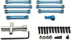 for Wltoys 144001 144010 124007 124008 124016 124017 124018 124019 Metal Tie Rod Linkage Link Rod Servo Arm RC Car Upgrade Parts RC Car DIY Parts(Blue)